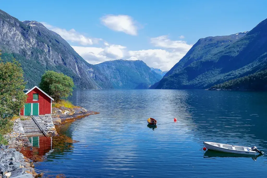 M And A Tour Flyer Stunning Norway 4 Fjord With Red House And Boat